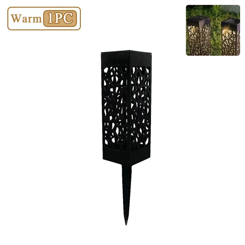 Outdoor Solar Lights Waterproof LED Hollow Pattern Garden Lamp Auto Sensor Pathway Lighting for Yard Patio Decoration