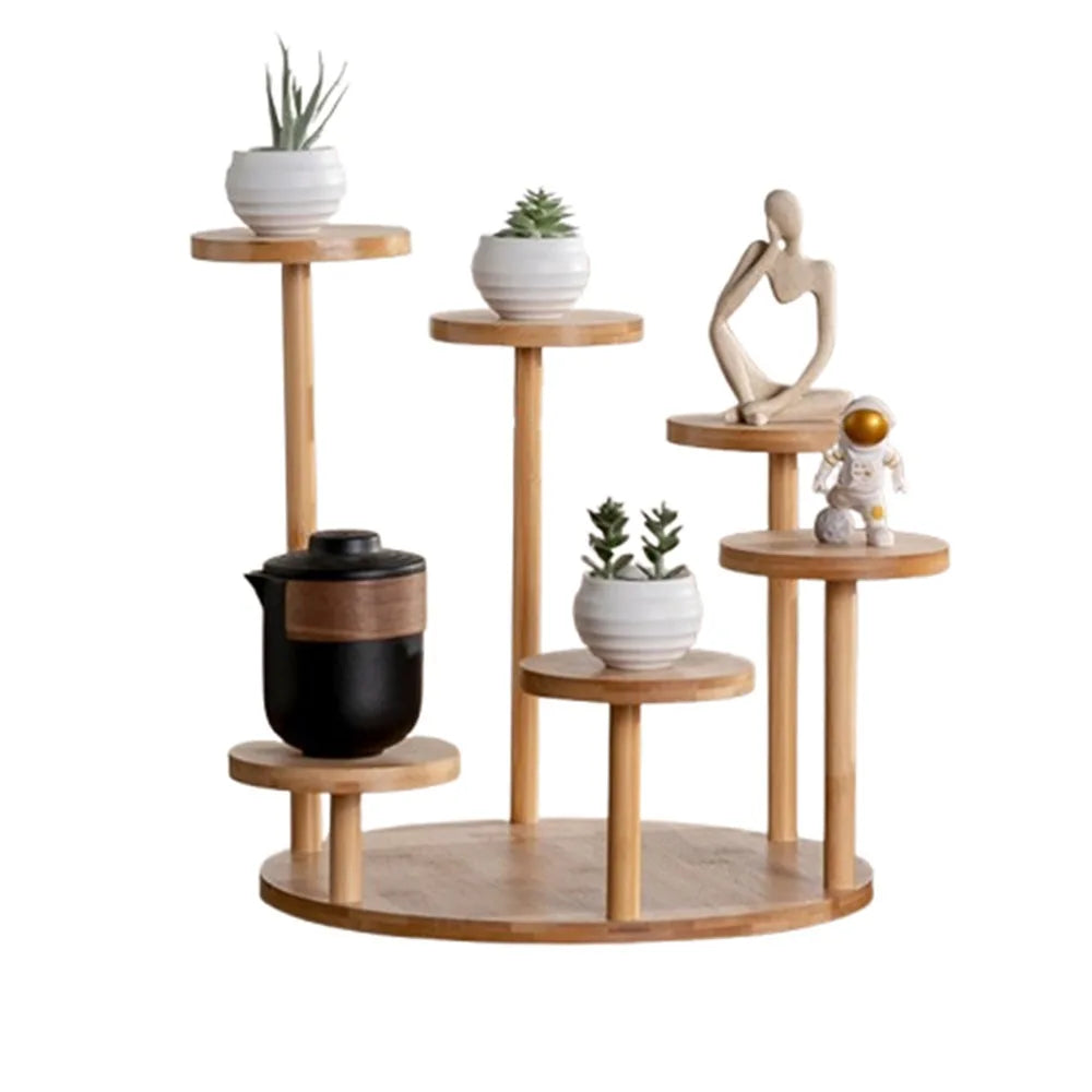 Bamboo Shelf Desktop Flower Rack Multi-layer Tree Branch shape Succulents Bonsai Organizer Home Decoration Flower Storage