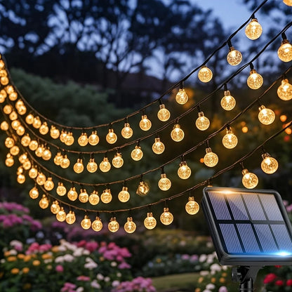 Solar Outdoor Lights 20/50/100 LED | Warm Color Ball String Lights with 8 Lighting Modes, for Garden Tree Patio Wedding Party