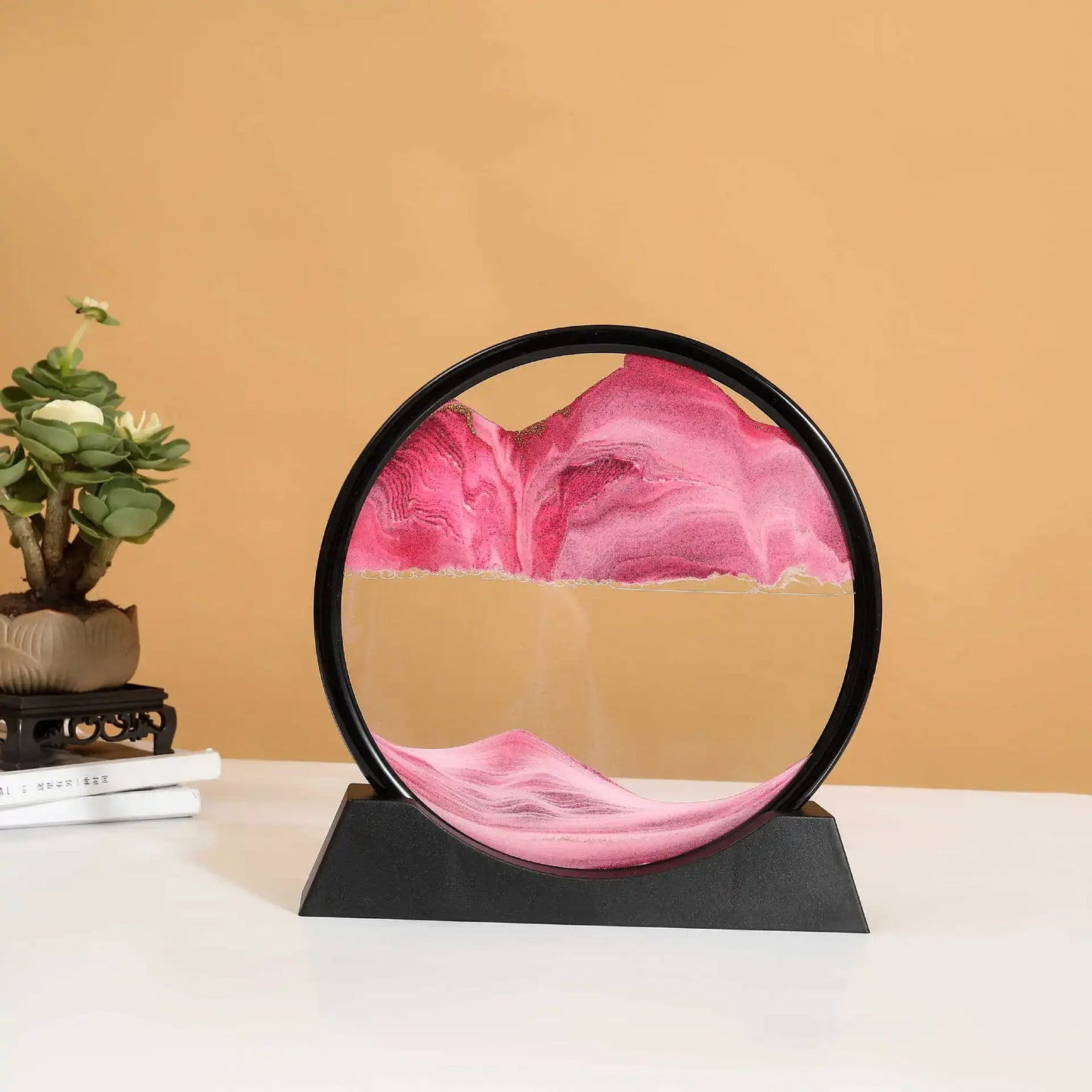 3D Sandscape Moving Sand Art Picture Quicksand Craft Round Glass Deep Sea Liquid Hourglass Flowing Sand Painting Home Decor Gift