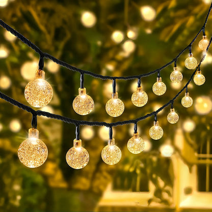 Solar Outdoor Lights 20/50/100 LED | Warm Color Ball String Lights with 8 Lighting Modes, for Garden Tree Patio Wedding Party