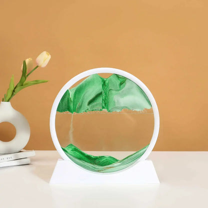 3D Sandscape Moving Sand Art Picture Quicksand Craft Round Glass Deep Sea Liquid Hourglass Flowing Sand Painting Home Decor Gift