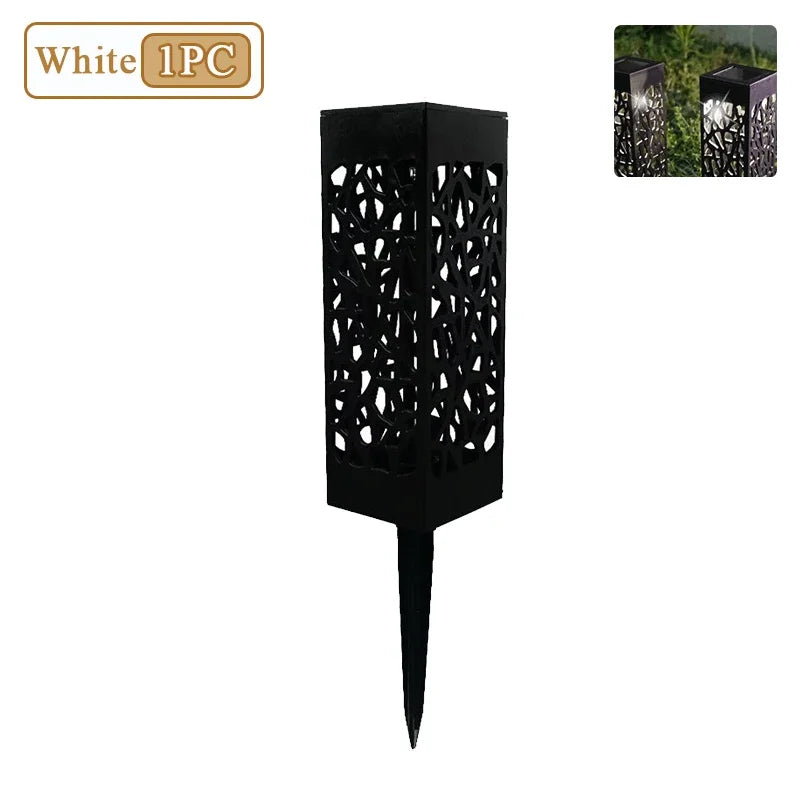 Outdoor Solar Lights Waterproof LED Hollow Pattern Garden Lamp Auto Sensor Pathway Lighting for Yard Patio Decoration
