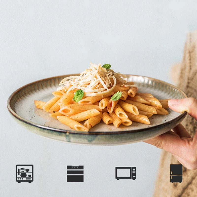 1pcs Nordic Ceramic Bowl and Plates Household Klin Glazed Plates Ceramic Rice Salad Sallow Bowl Dishes dinner plates