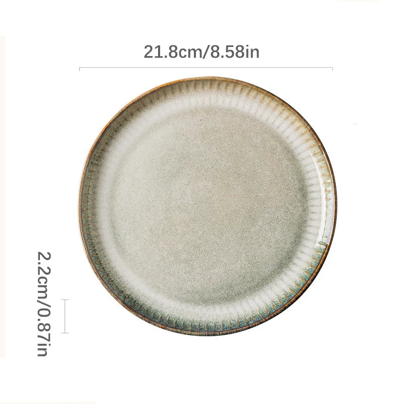 1pcs Nordic Ceramic Bowl and Plates Household Klin Glazed Plates Ceramic Rice Salad Sallow Bowl Dishes dinner plates