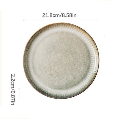 1pcs Nordic Ceramic Bowl and Plates Household Klin Glazed Plates Ceramic Rice Salad Sallow Bowl Dishes dinner plates