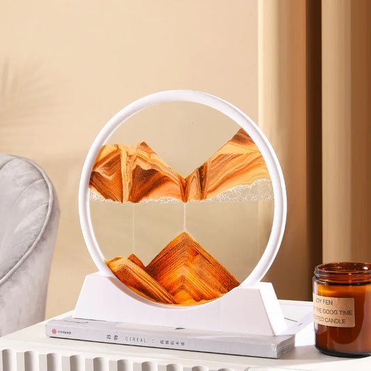 3D Sandscape Moving Sand Art Picture Quicksand Craft Round Glass Deep Sea Liquid Hourglass Flowing Sand Painting Home Decor Gift