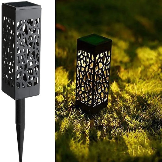Outdoor Solar Lights Waterproof LED Hollow Pattern Garden Lamp Auto Sensor Pathway Lighting for Yard Patio Decoration