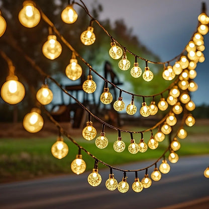 Solar Outdoor Lights 20/50/100 LED | Warm Color Ball String Lights with 8 Lighting Modes, for Garden Tree Patio Wedding Party