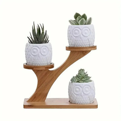 Bamboo Shelf Desktop Flower Rack Multi-layer Tree Branch shape Succulents Bonsai Organizer Home Decoration Flower Storage