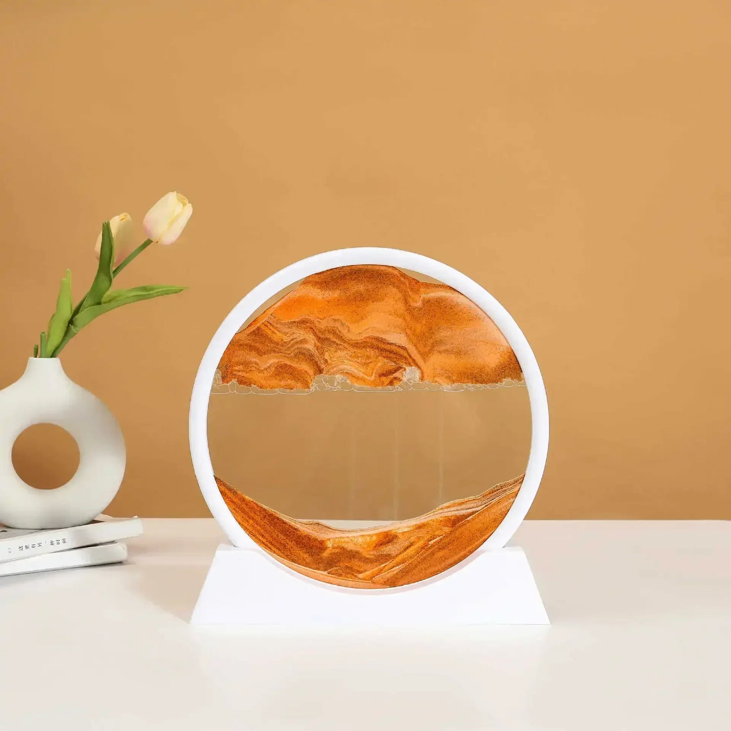 3D Sandscape Moving Sand Art Picture Quicksand Craft Round Glass Deep Sea Liquid Hourglass Flowing Sand Painting Home Decor Gift